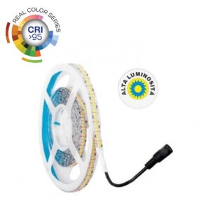 Strip LED 24V 2835 IP20 240 Led/mt 18w/mt Luce Fredda CRI>95